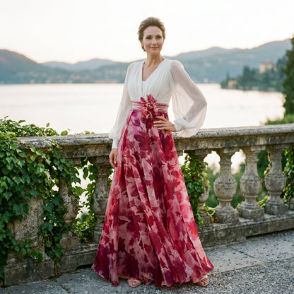 Valentina - Elegant Floral Print Maxi Dress