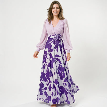 Valentina - Elegant Floral Print Maxi Dress