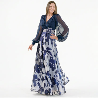 Valentina - Elegant Floral Print Maxi Dress