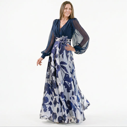 Valentina - Elegant Floral Print Maxi Dress