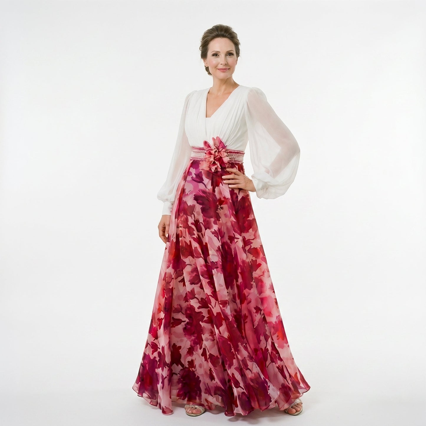 Valentina - Elegant Floral Print Maxi Dress