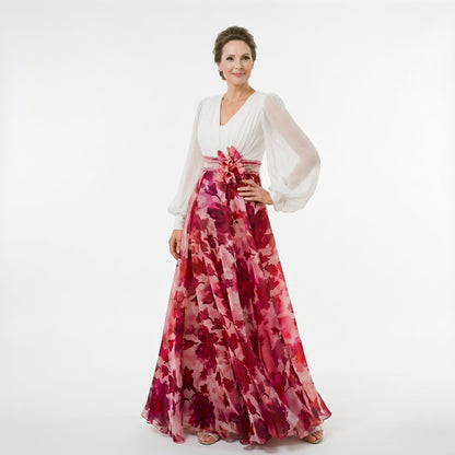 Valentina - Elegant Floral Print Maxi Dress