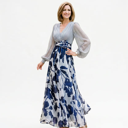 Valentina - Elegant Floral Print Maxi Dress