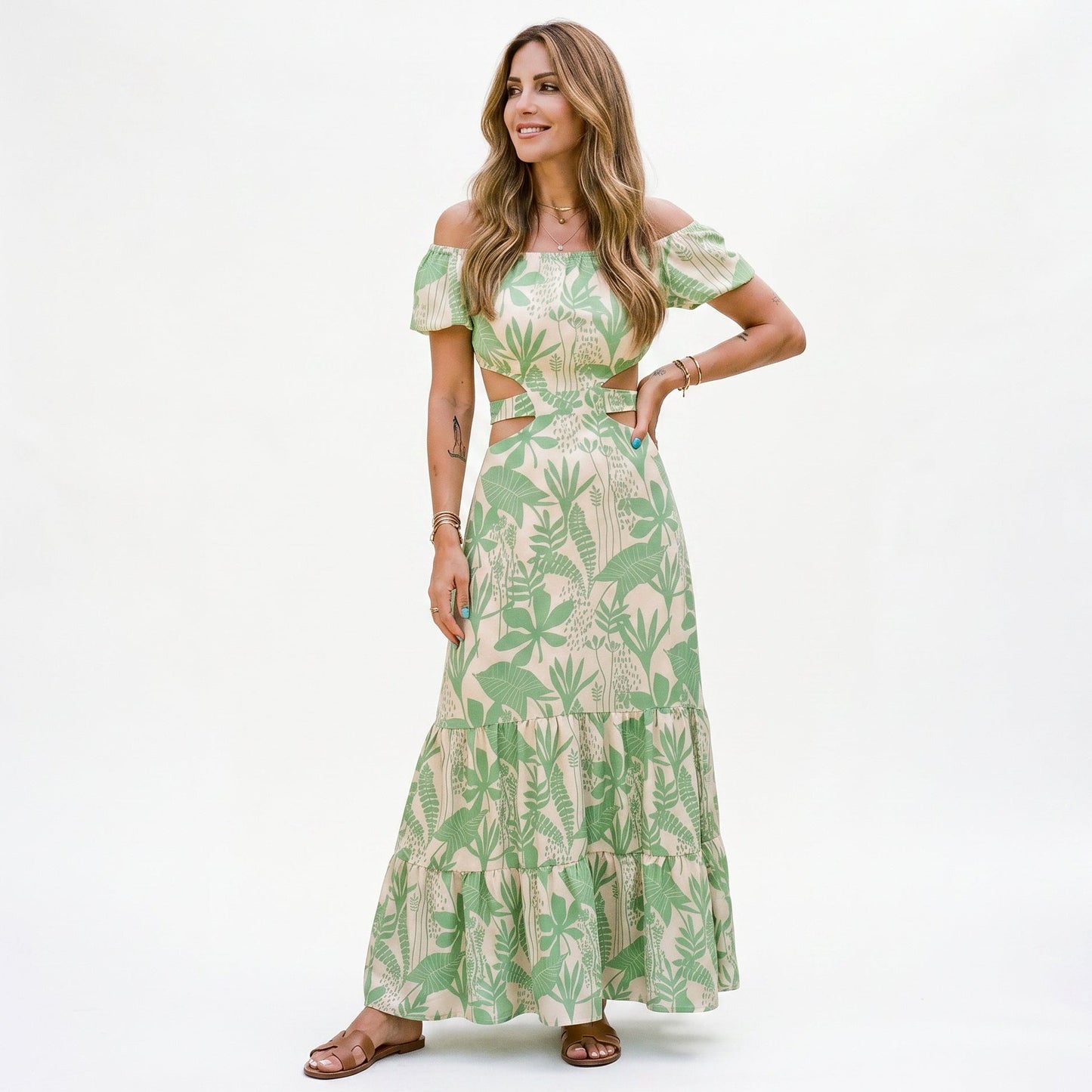 Xiomara - Elegant Off-Shoulder Summer Maxi Dress for Weddings