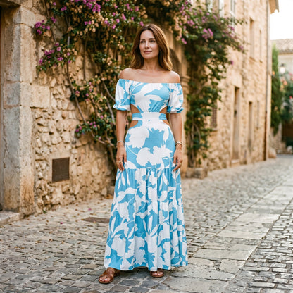 Xiomara - Elegant Off-Shoulder Summer Maxi Dress for Weddings