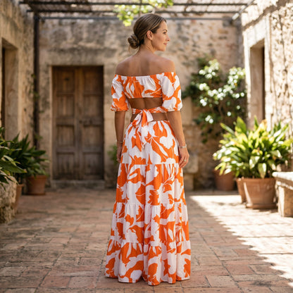Xiomara - Elegant Off-Shoulder Summer Maxi Dress for Weddings