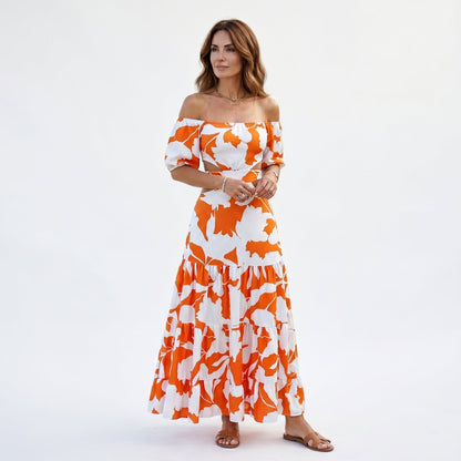 Xiomara - Elegant Off-Shoulder Summer Maxi Dress for Weddings